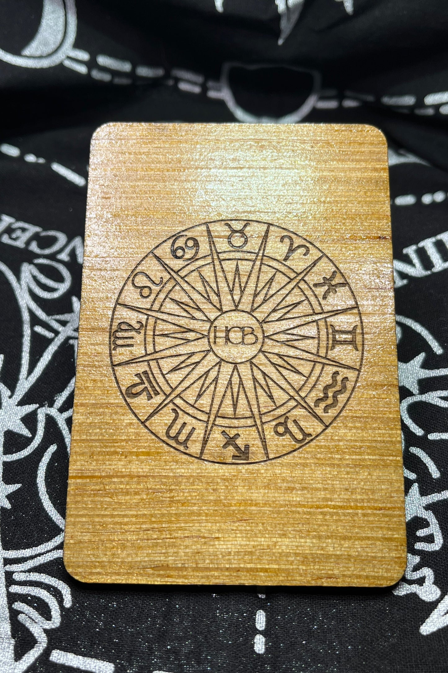 Wooden Zodiac Card (Pisces) Laser Engraved Wooden Card, Stained & Sealed for Durability