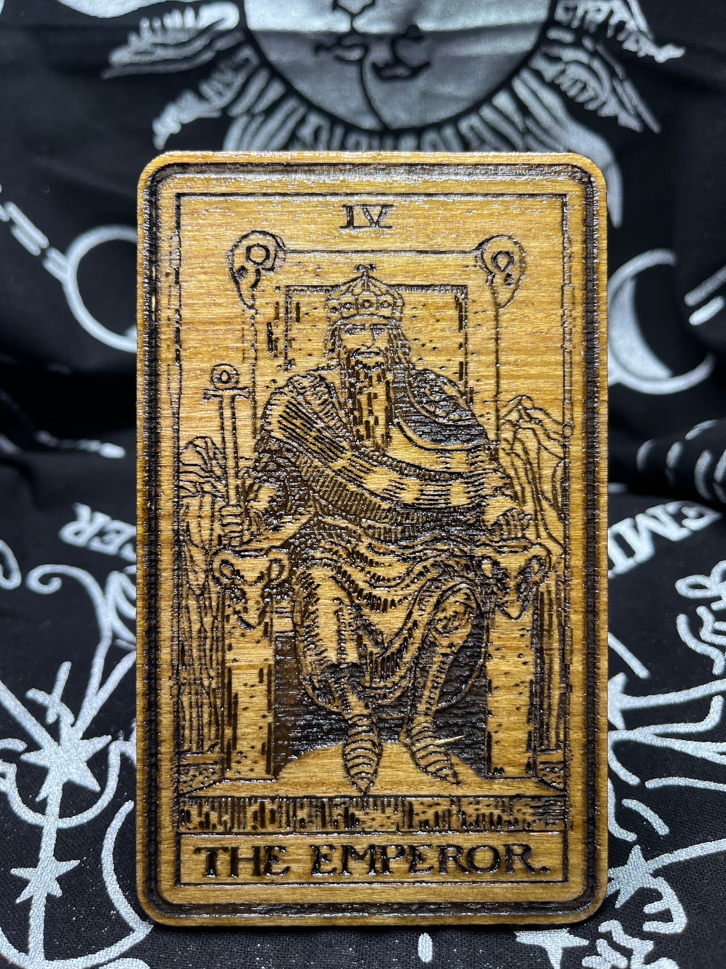 The Emperor Tarot Card | Laser Engraved Wooden Card | Major Arcana Gift