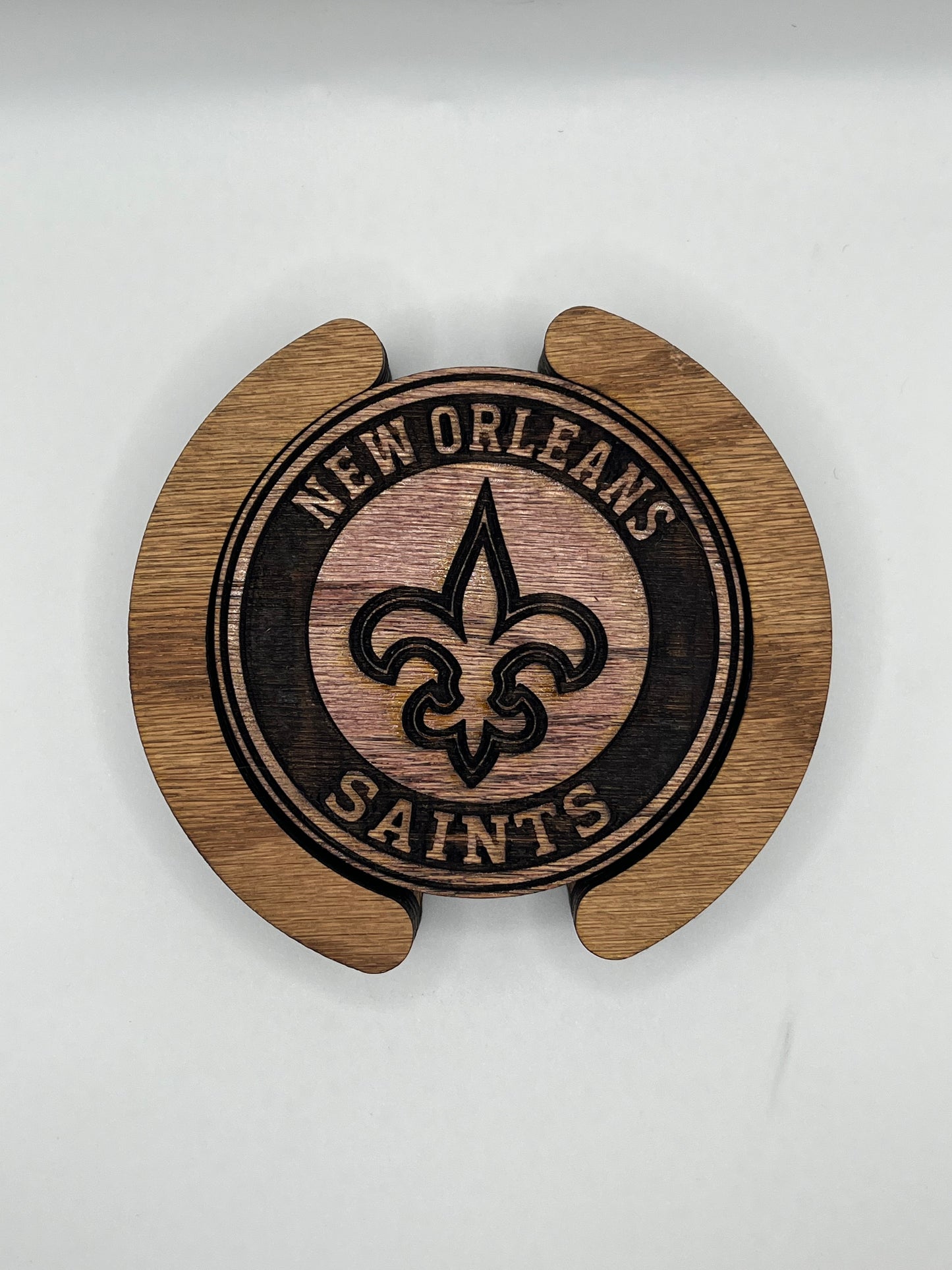 New Orleans Saints Laser Engraved Wooden Coaster Set - Stained & Sealed for Durability