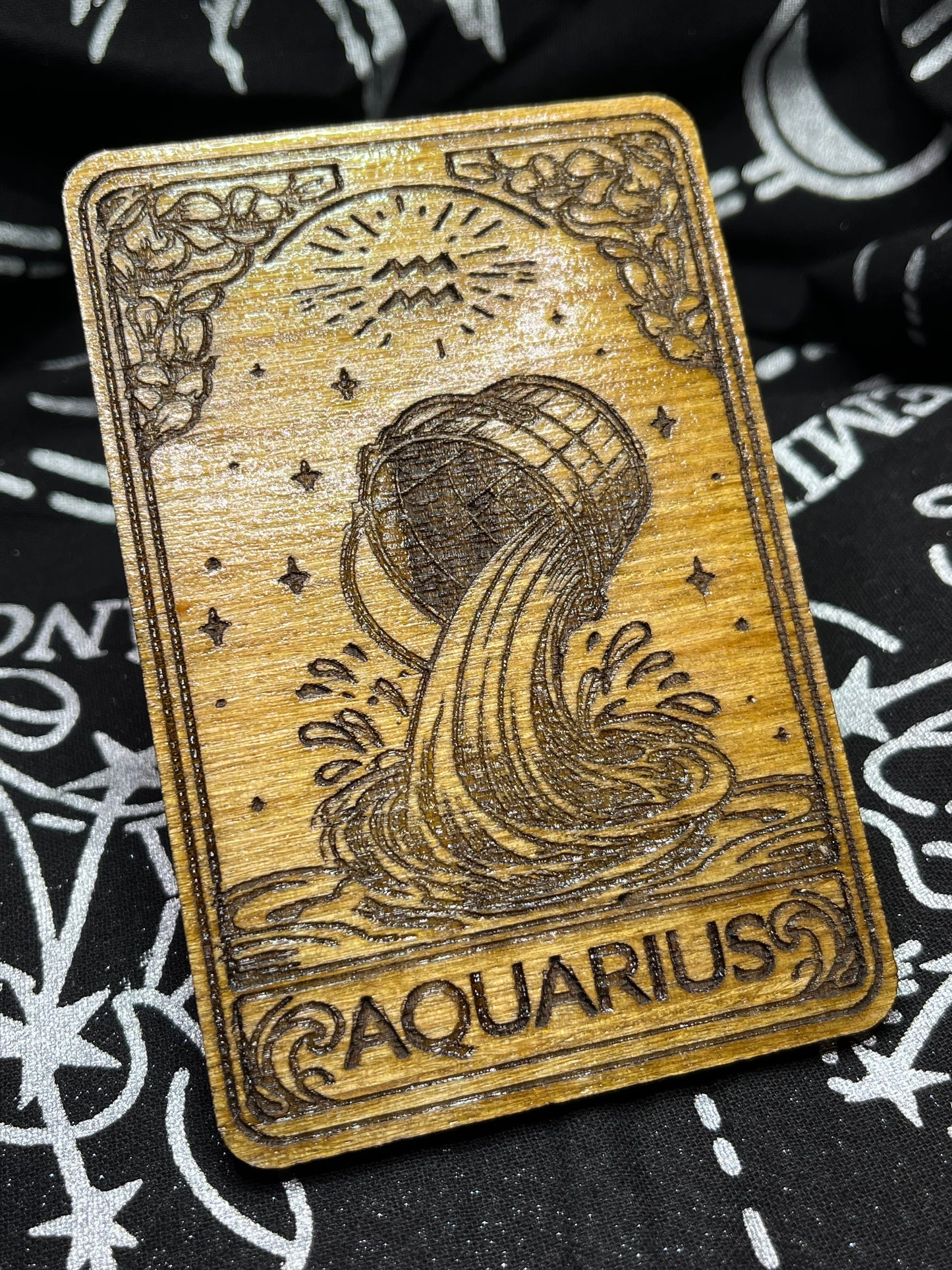 Aquarius Zodiac Card | Laser Engraved Wooden Card | Zodiac Gift