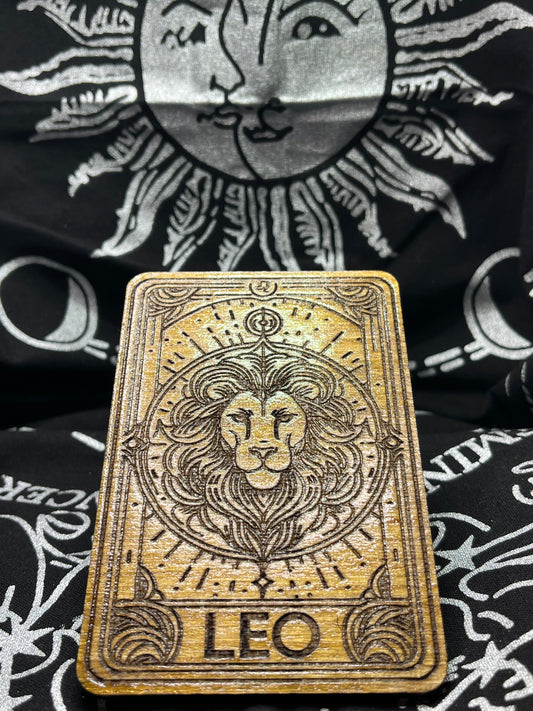 Leo Zodiac Card | Laser Engraved Wooden Card | Zodiac Gift