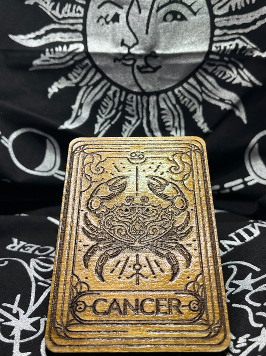 Cancer Zodiac Card | Laser Engraved Wooden Card | Zodiac Gift