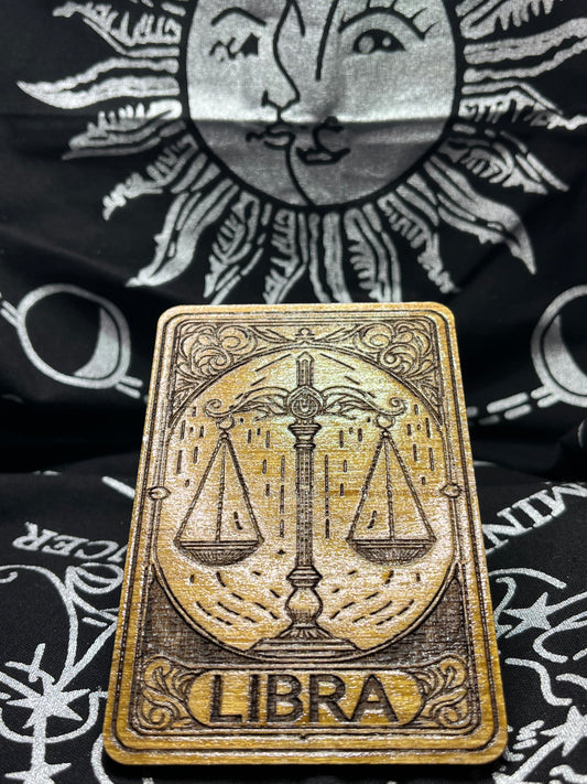 Libra Zodiac Card | Laser Engraved Wooden Card | Zodiac Gift