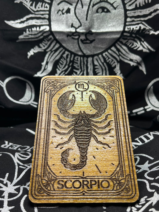 Scorpio Zodiac Card | Laser Engraved Wooden Card | Zodiac Gift