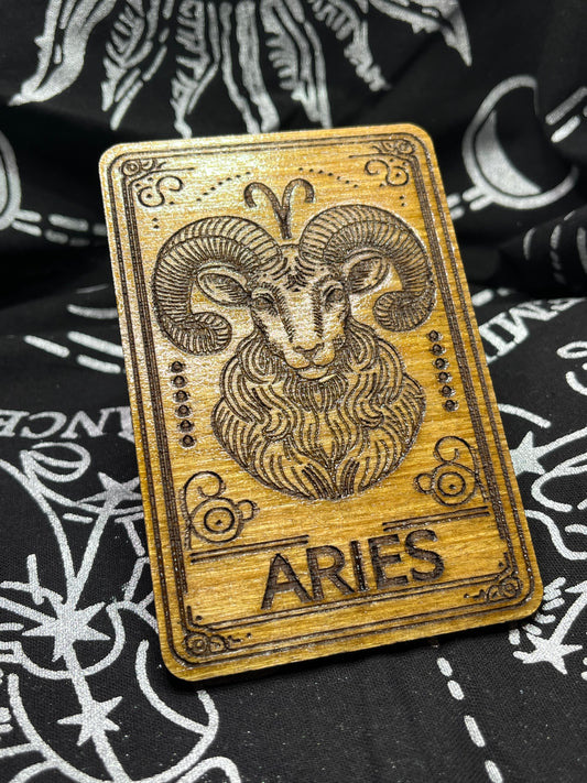 Aries Zodiac Card | Laser Engraved Wooden Card | Zodiac Gift