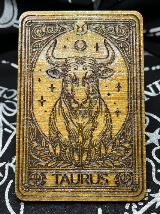 Taurus Zodiac Card | Laser Engraved Wooden Card | Zodiac Gift