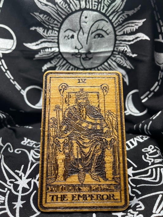 The Emperor Tarot Card | Laser Engraved Wooden Card | Major Arcana Gift