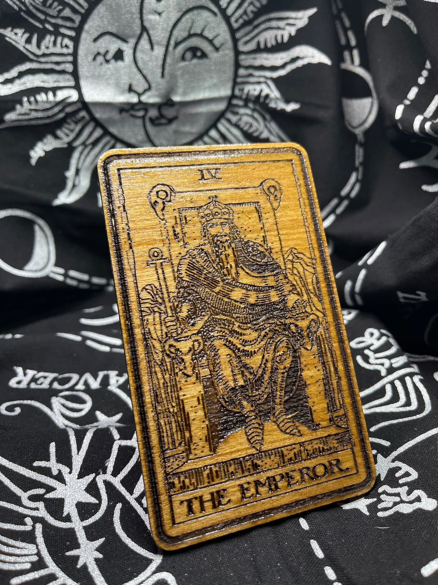 The Emperor Tarot Card | Laser Engraved Wooden Card | Major Arcana Gift