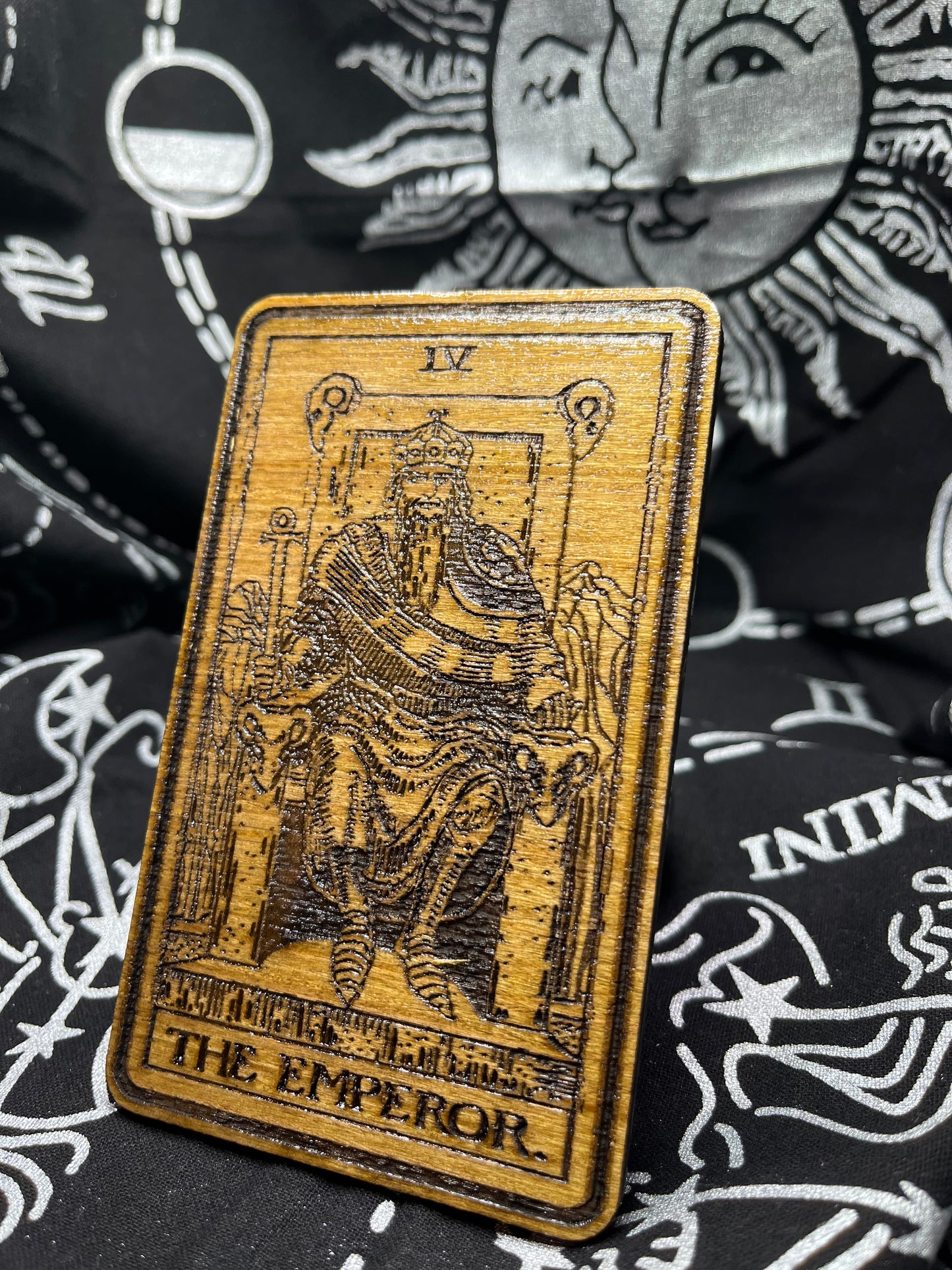 The Emperor Tarot Card | Laser Engraved Wooden Card | Major Arcana Gift