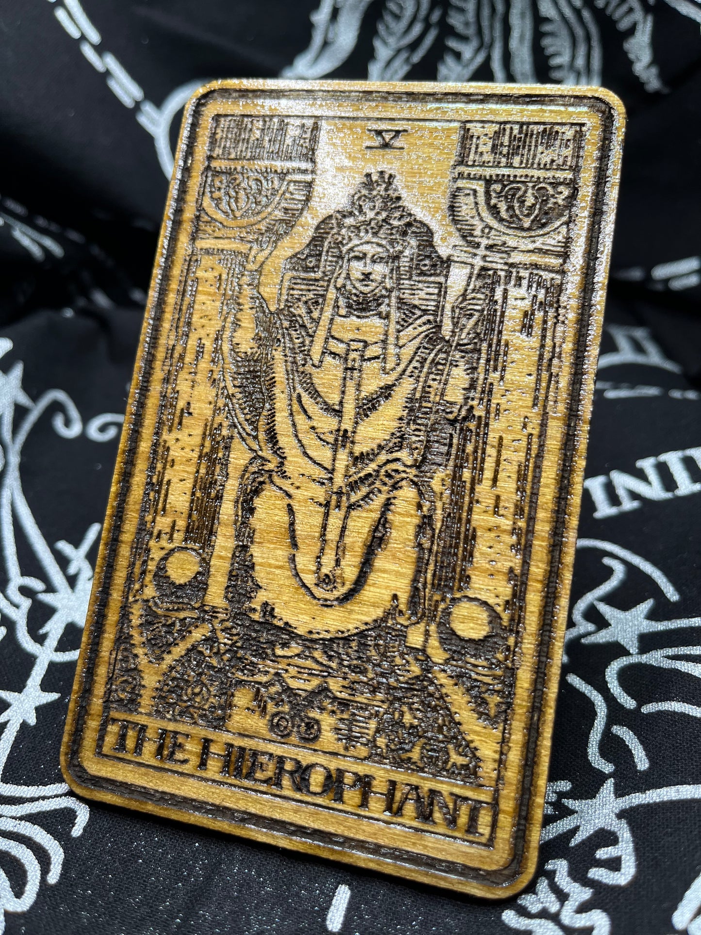 The Hierophant Tarot Card | Laser Engraved Wooden Card | Major Arcana Gift