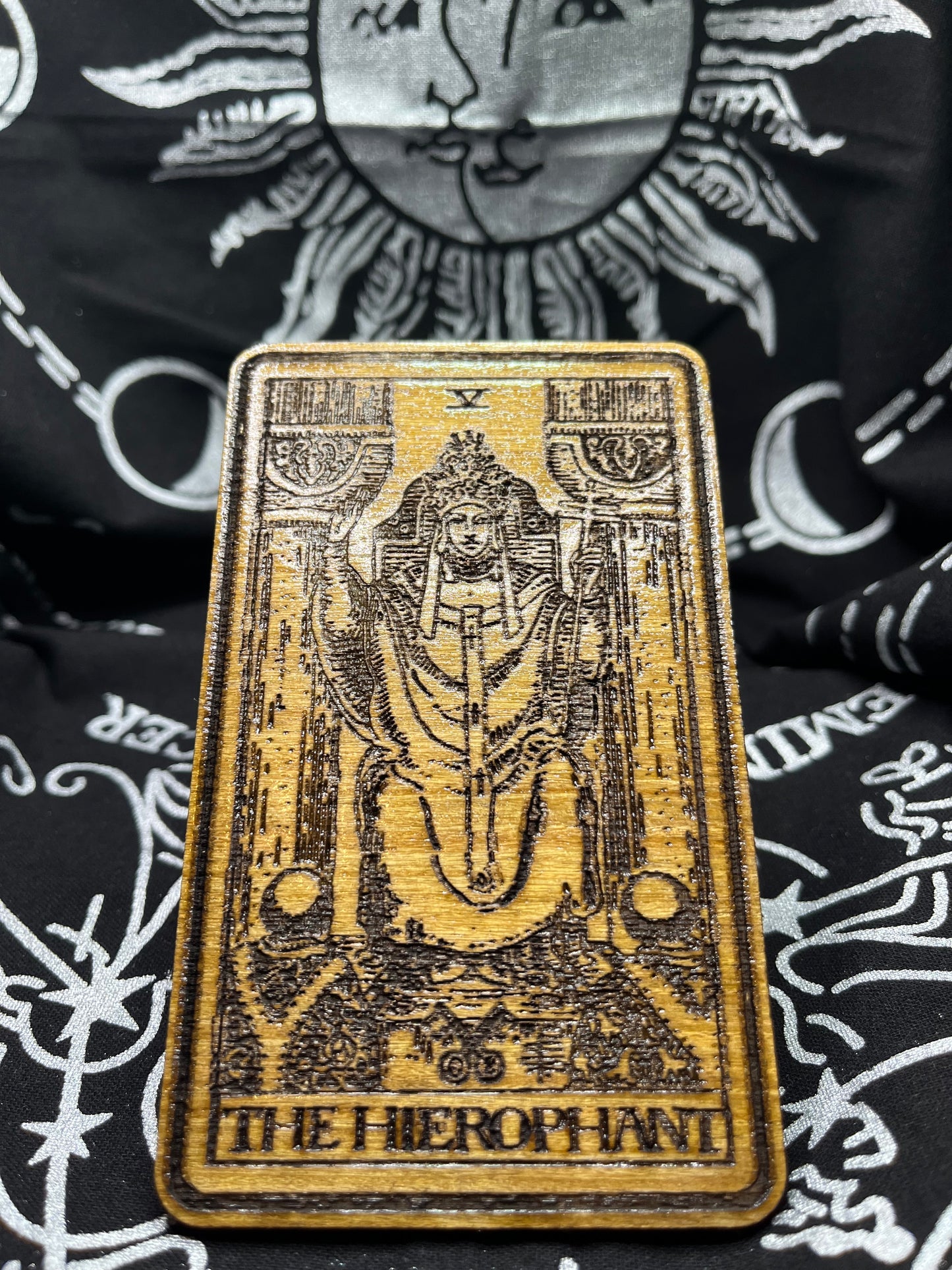 The Hierophant Tarot Card | Laser Engraved Wooden Card | Major Arcana Gift