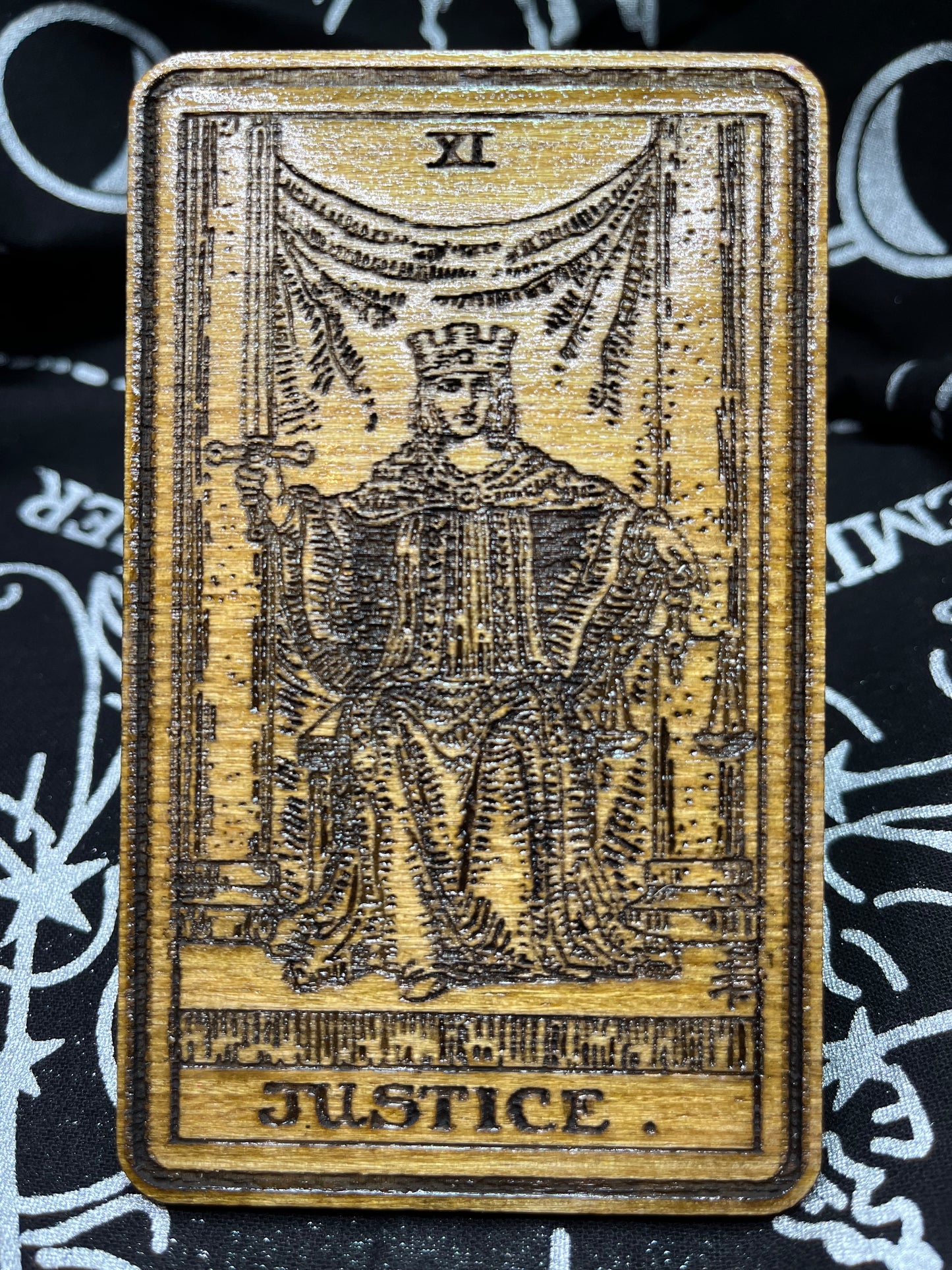 Justice Tarot Card | Laser Engraved Wooden Card | Major Arcana Gift