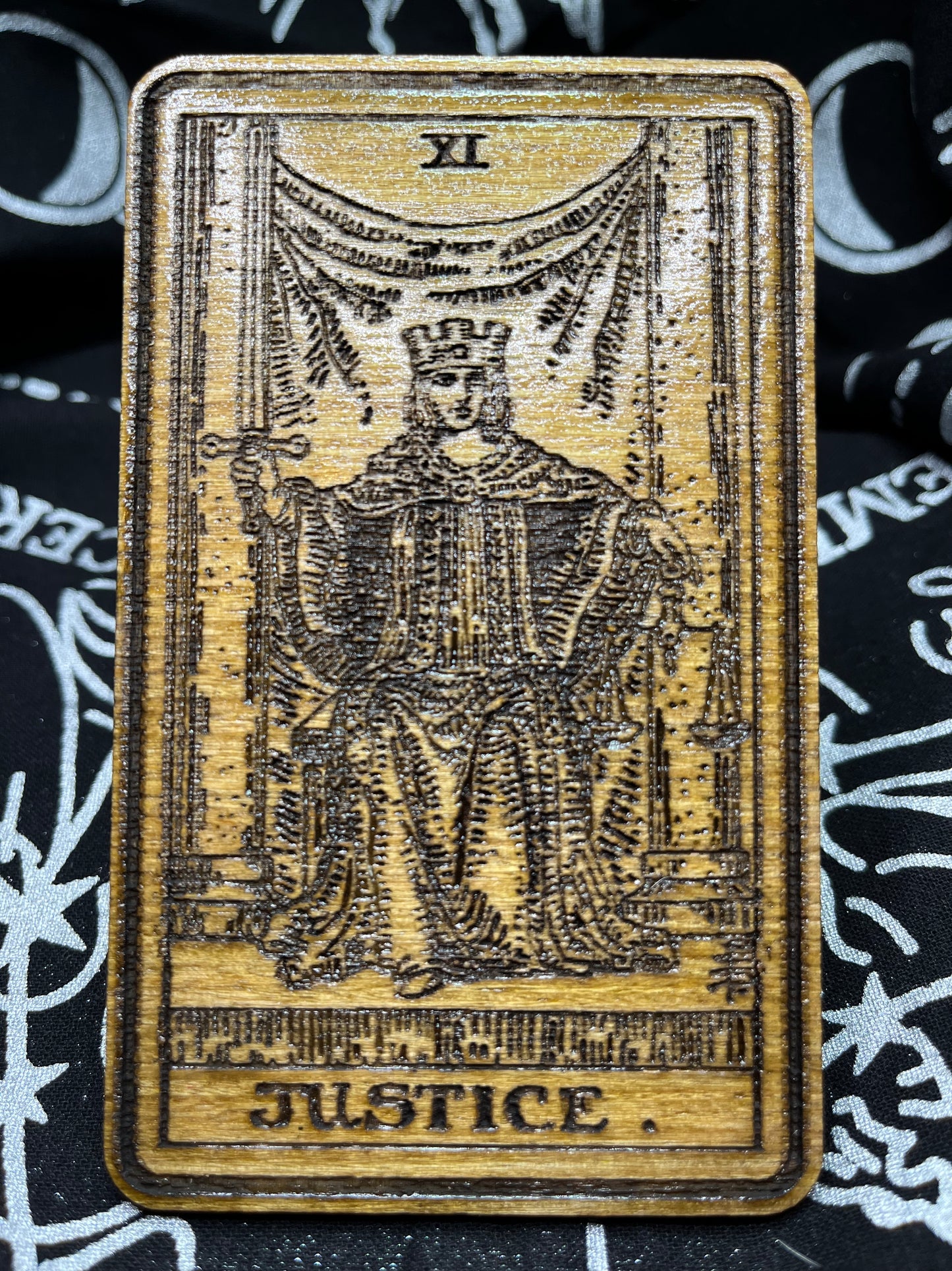 Justice Tarot Card | Laser Engraved Wooden Card | Major Arcana Gift