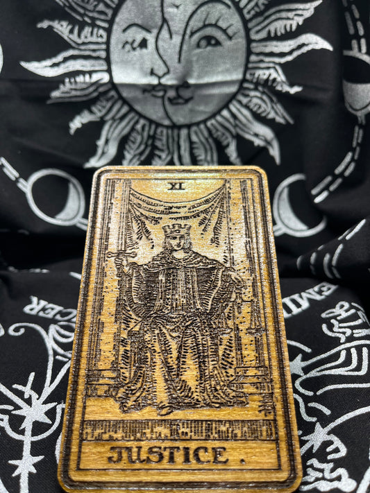 Justice Tarot Card | Laser Engraved Wooden Card | Major Arcana Gift