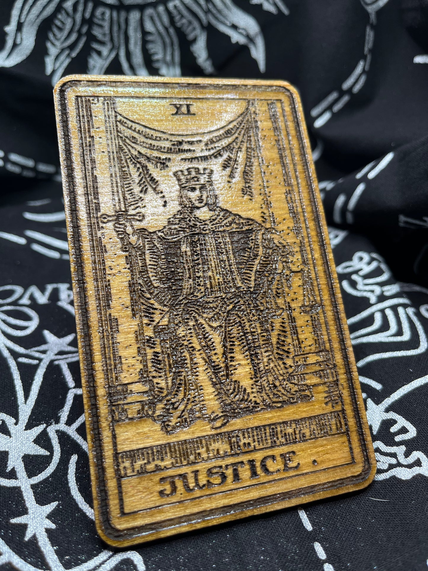 Justice Tarot Card | Laser Engraved Wooden Card | Major Arcana Gift