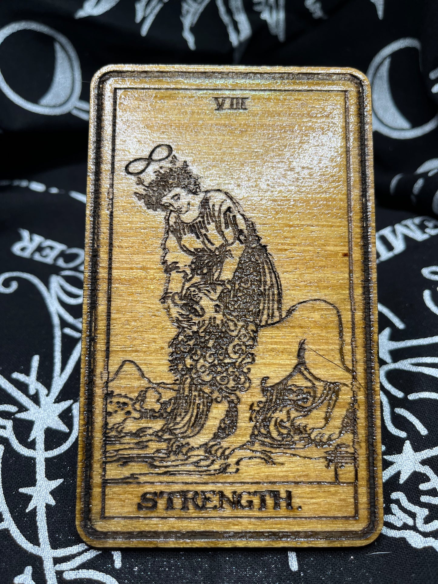 Strength Tarot Card | Laser Engraved Wooden Card | Major Arcana Gift