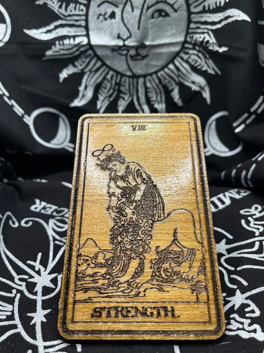 Strength Tarot Card | Laser Engraved Wooden Card | Major Arcana Gift