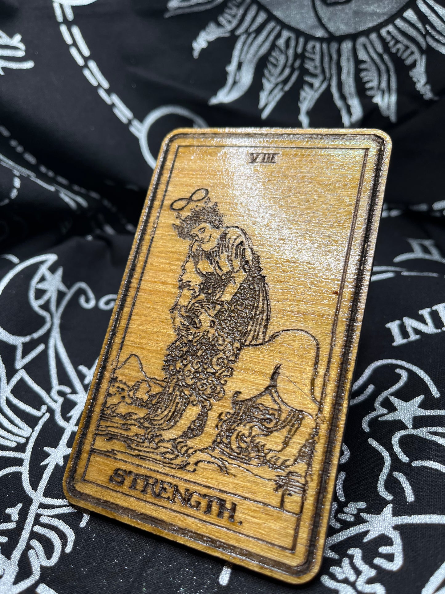 Strength Tarot Card | Laser Engraved Wooden Card | Major Arcana Gift