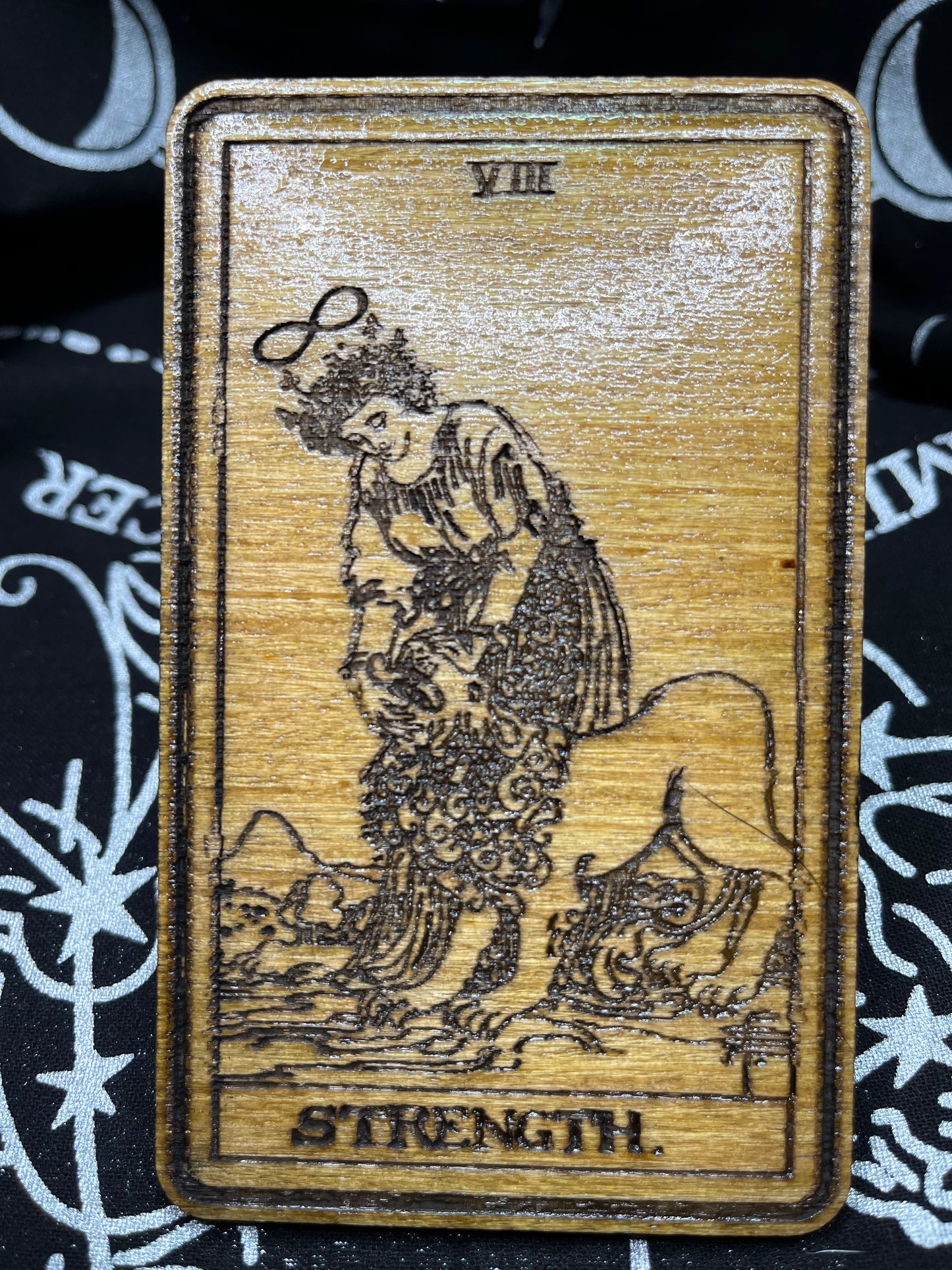 Strength Tarot Card | Laser Engraved Wooden Card | Major Arcana Gift