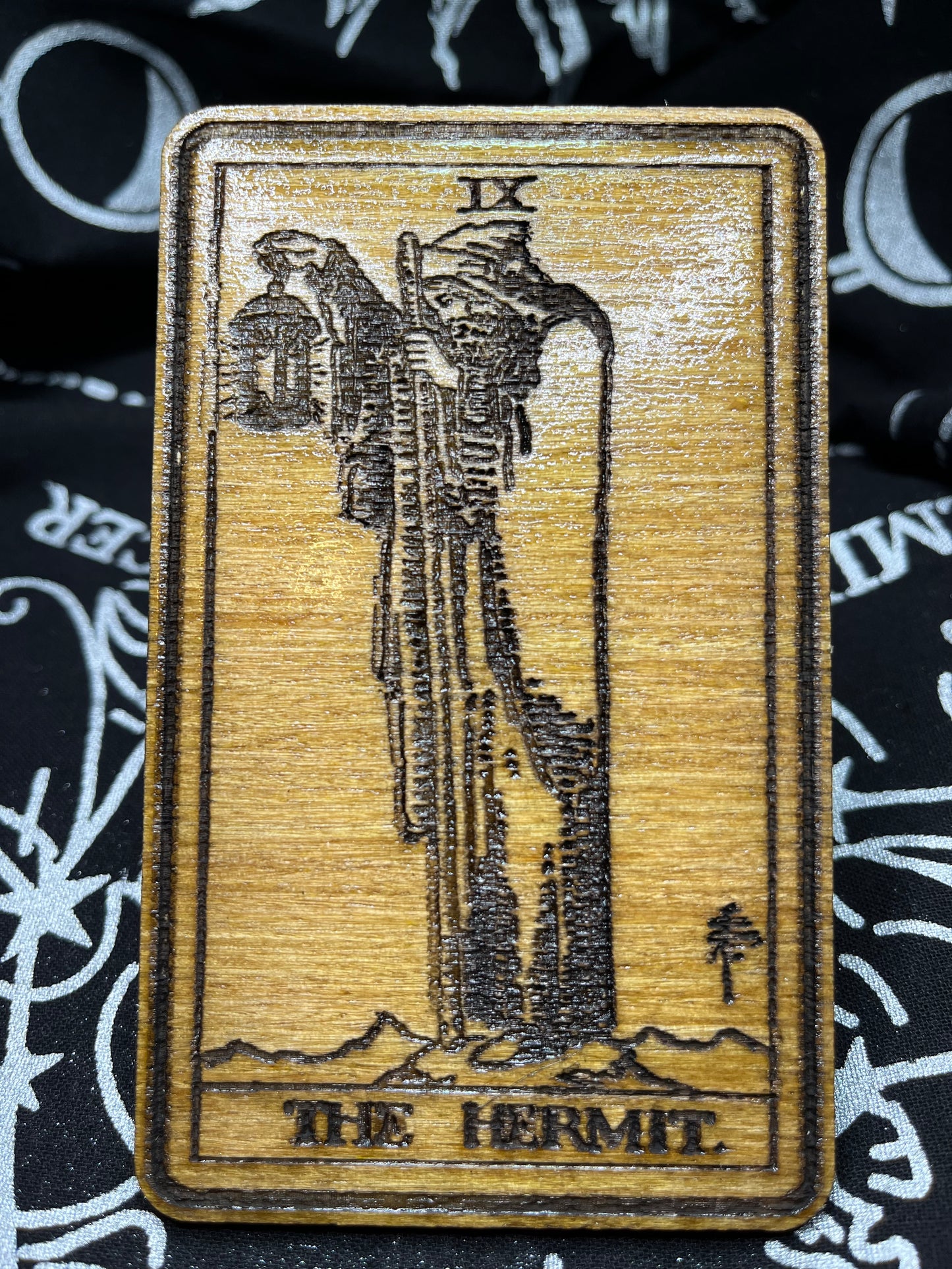 The Hermit Tarot Card | Laser Engraved Wooden Card | Major Arcana Gift