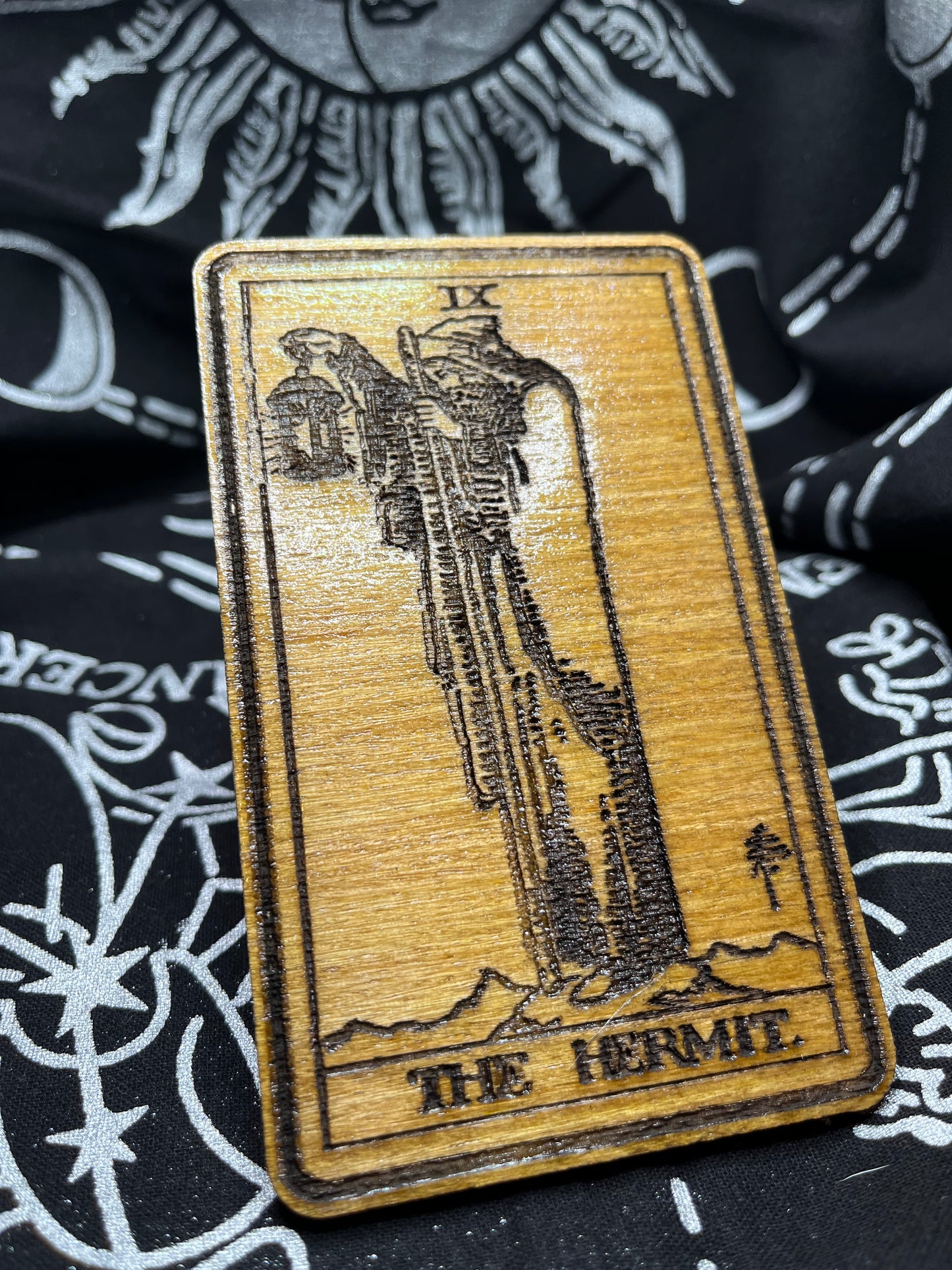 The Hermit Tarot Card | Laser Engraved Wooden Card | Major Arcana Gift