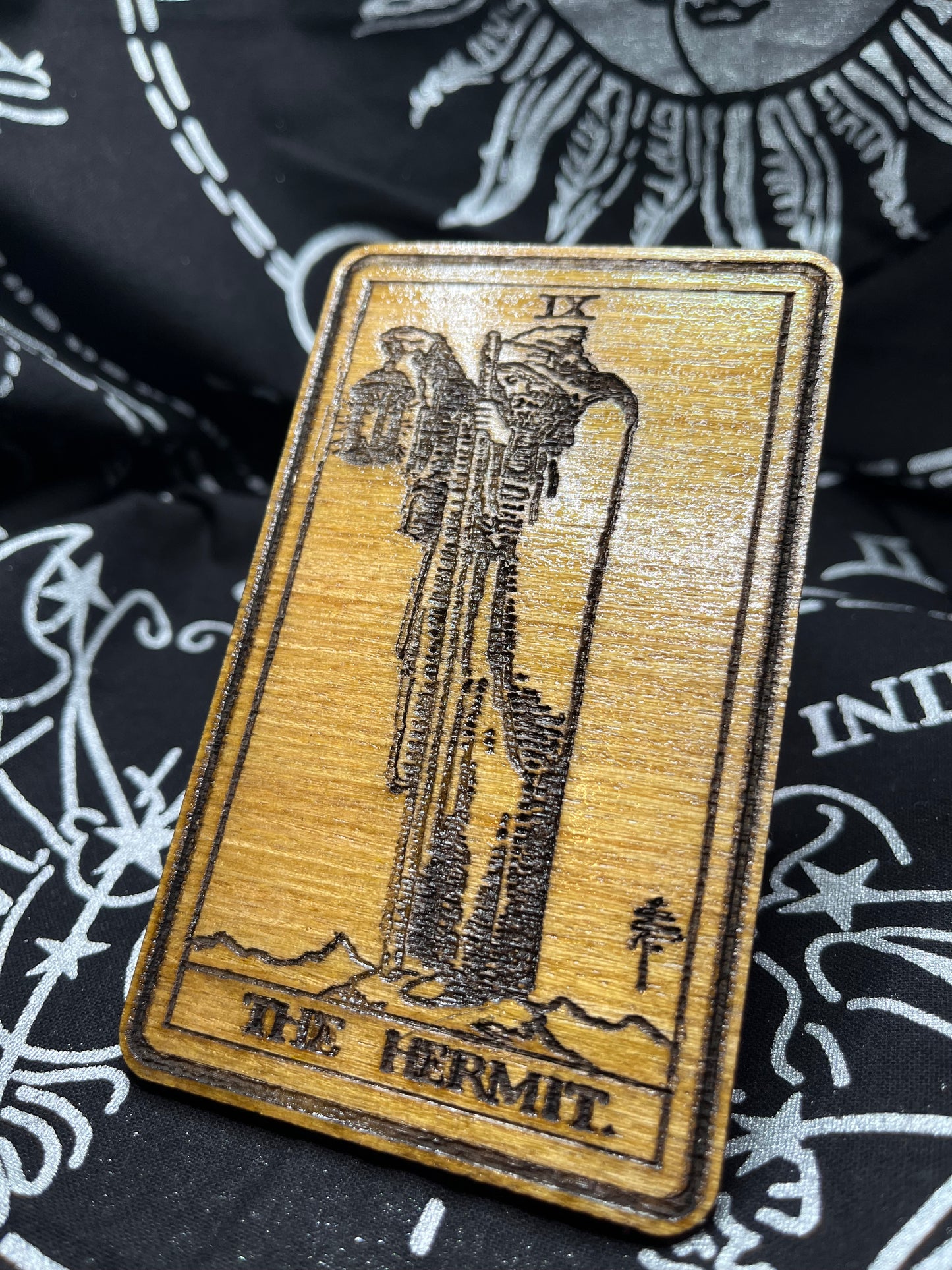 The Hermit Tarot Card | Laser Engraved Wooden Card | Major Arcana Gift