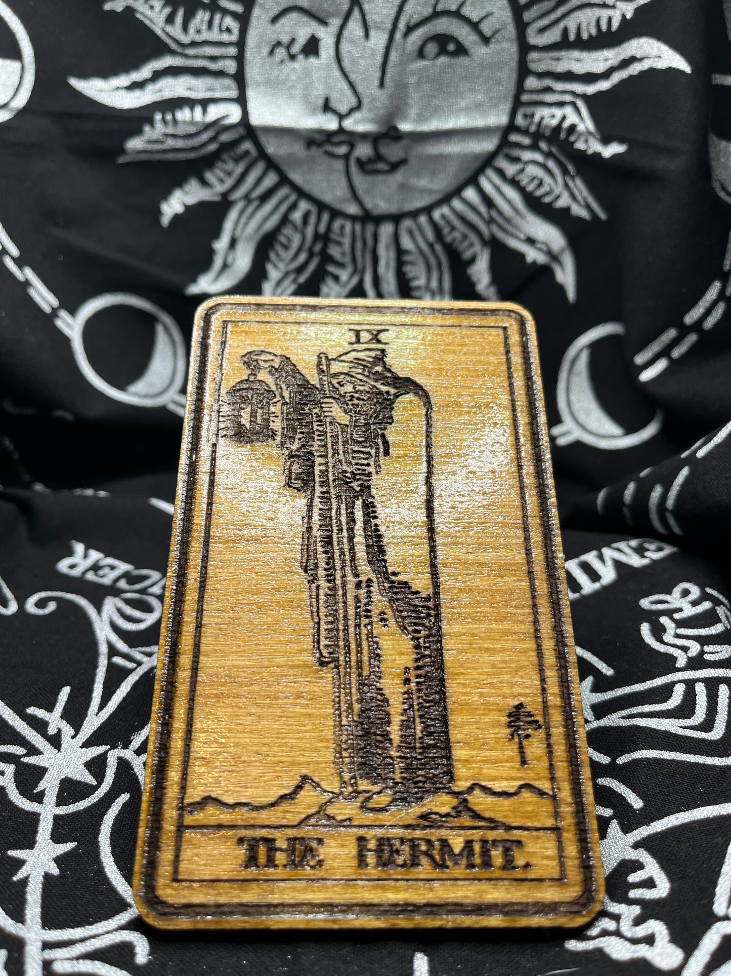 The Hermit Tarot Card | Laser Engraved Wooden Card | Major Arcana Gift