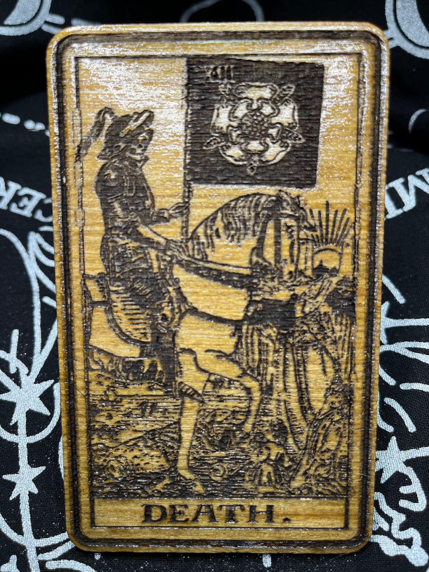 Death Tarot Card | Laser Engraved Wooden Card | Major Arcana Gift