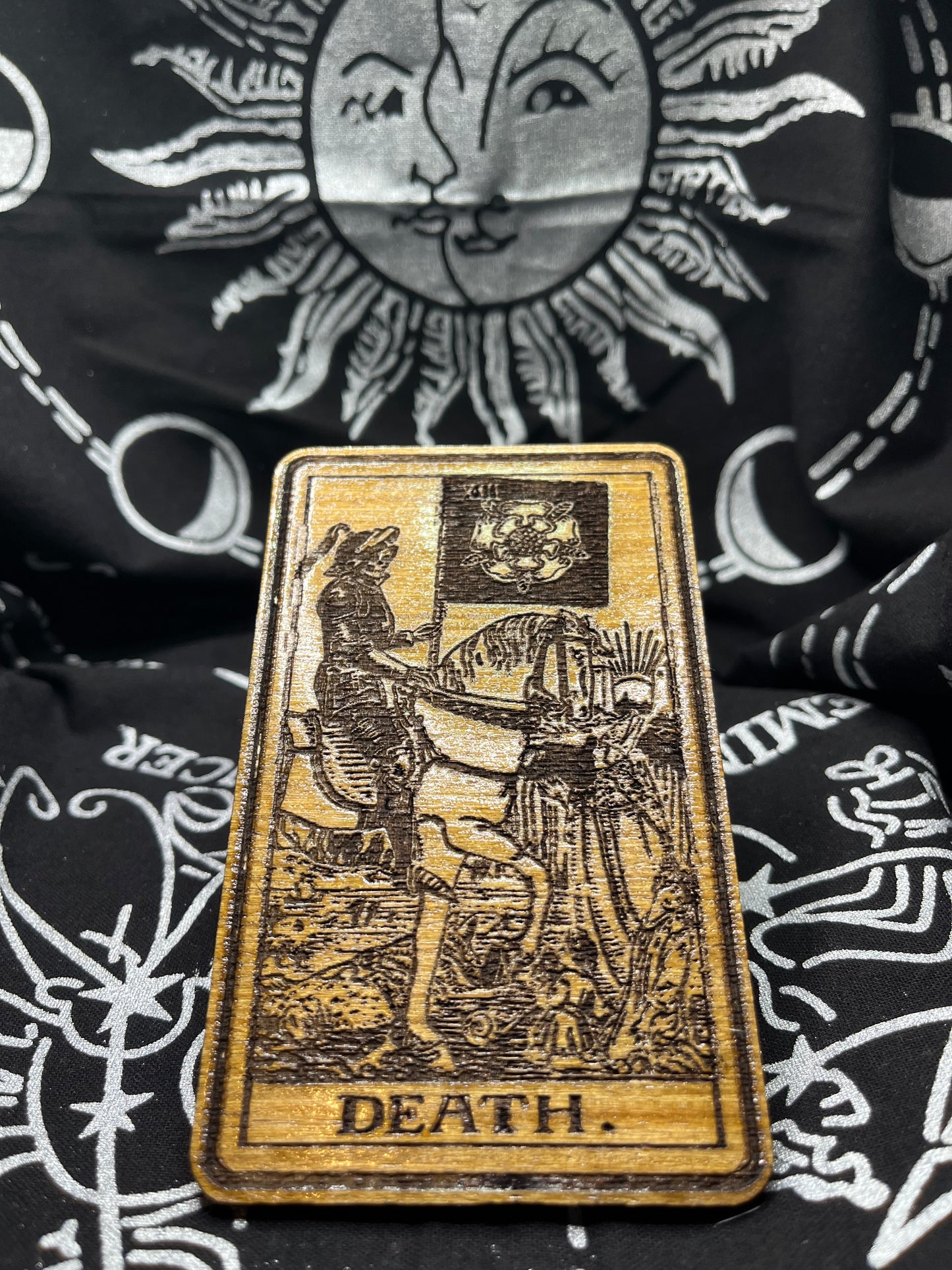 Death Tarot Card | Laser Engraved Wooden Card | Major Arcana Gift