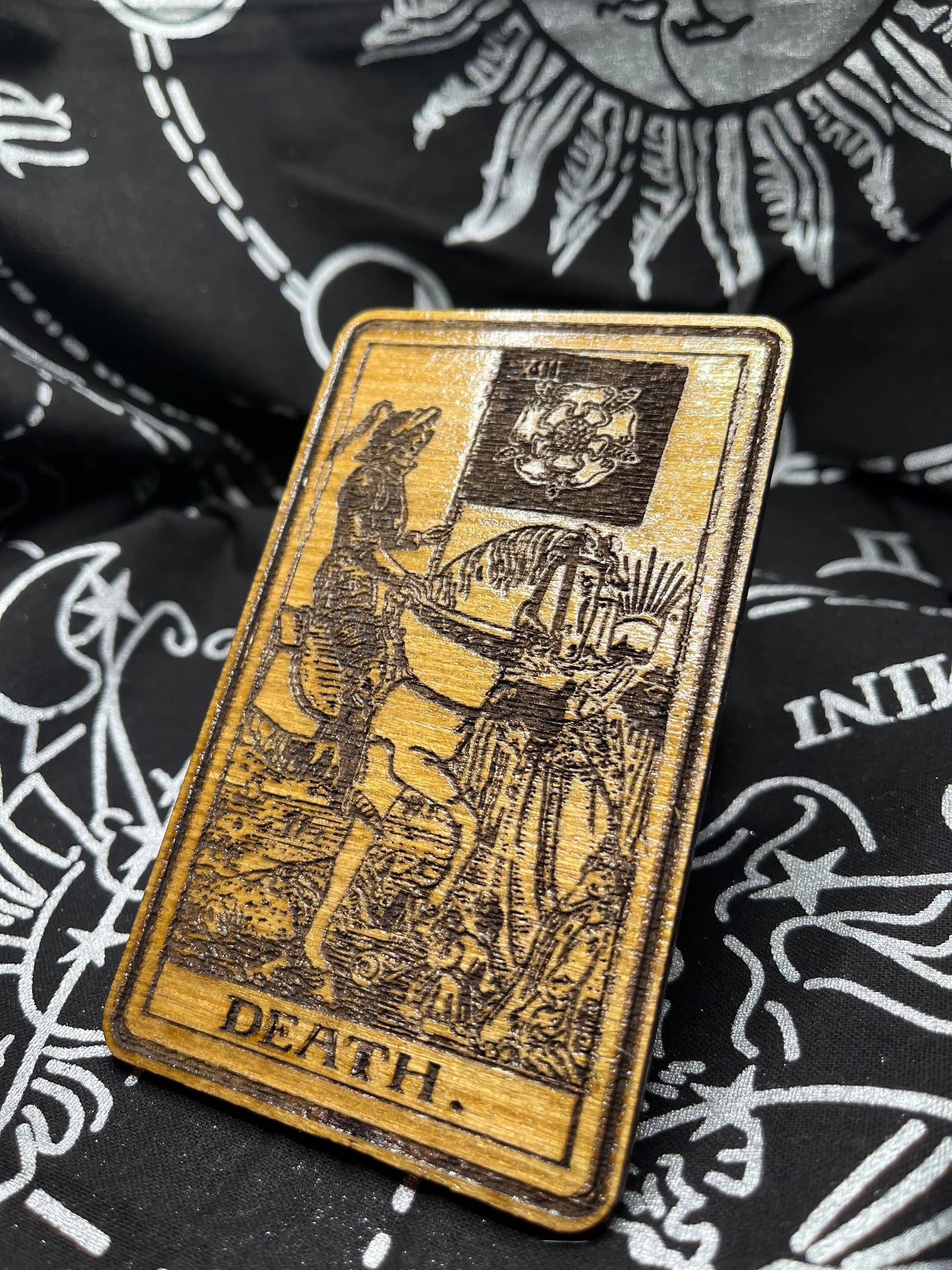 Death Tarot Card | Laser Engraved Wooden Card | Major Arcana Gift