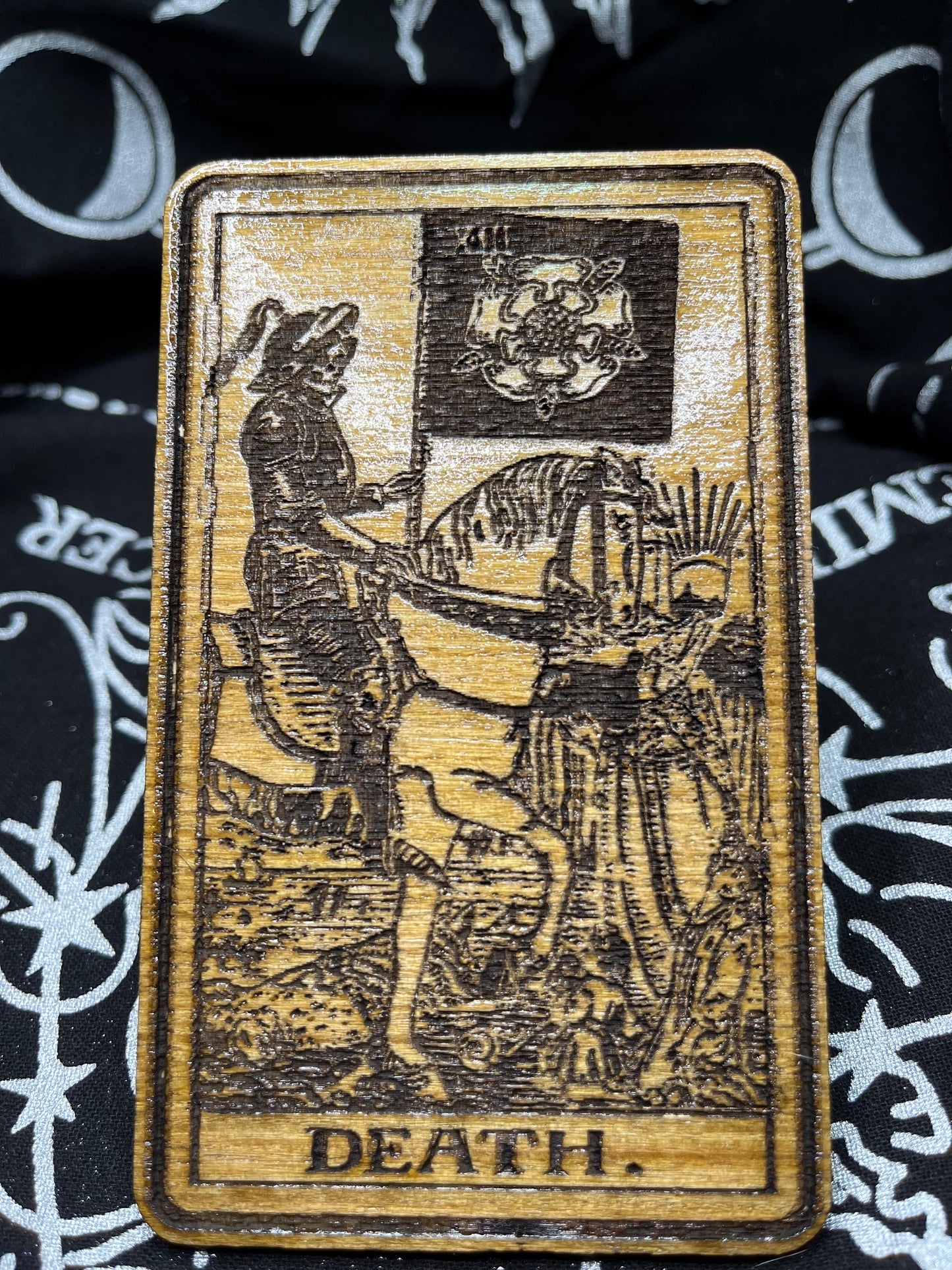 Death Tarot Card | Laser Engraved Wooden Card | Major Arcana Gift