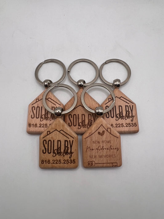 Custom House-Shaped Keychain | Real Estate Agent Marketing Tool | Personalized Laser Engraving