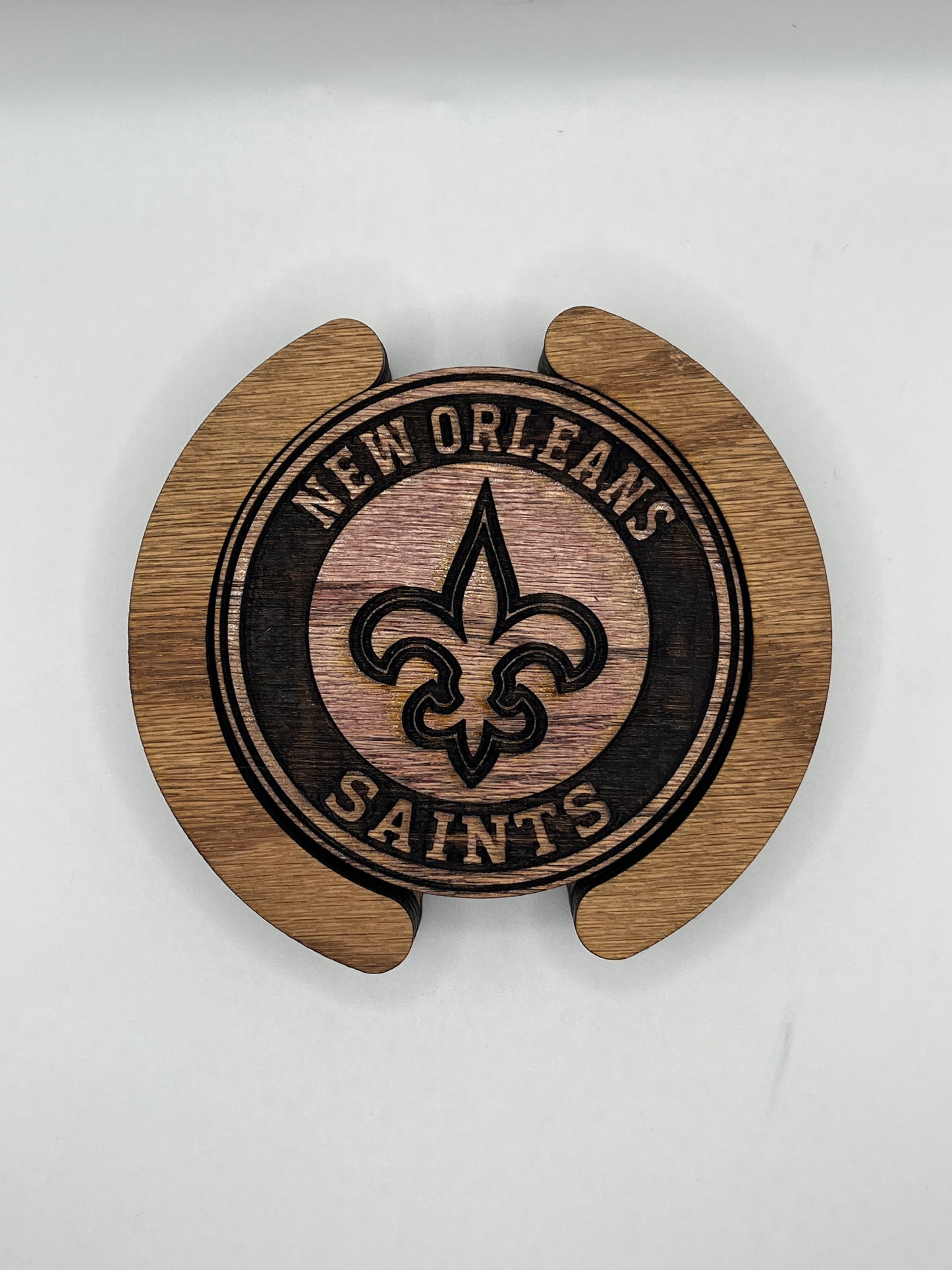 New Orleans Saints Laser Engraved Wooden Coaster Set - Stained & Sealed for Durability