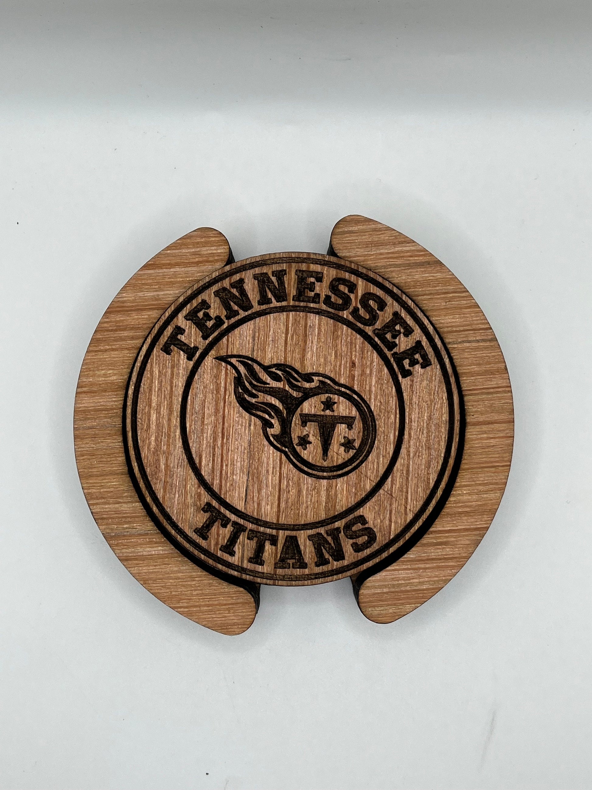 Tennessee Titans Coasters, Laser Engraved, Stained & Sealed Coasters, Holder, Game Day, Unique Gift, Wood, Handcrafted
