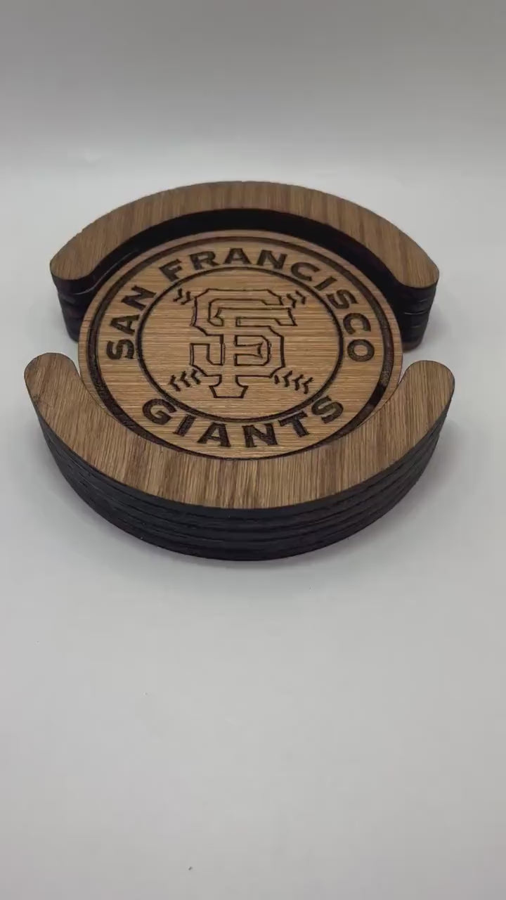 San Francisco Giants Wood Coaster Set (Set of 4): Bay Bridge Baseball