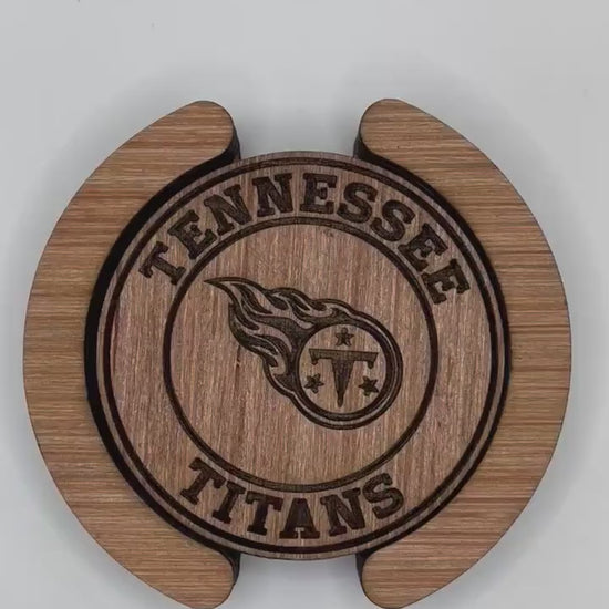 Tennessee Titans Coasters, Laser Engraved, Stained & Sealed Coasters, Holder, Game Day, Unique Gift, Wood, Handcrafted