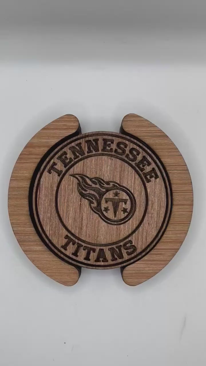 Tennessee Titans Coasters, Laser Engraved, Stained & Sealed Coasters, Holder, Game Day, Unique Gift, Wood, Handcrafted