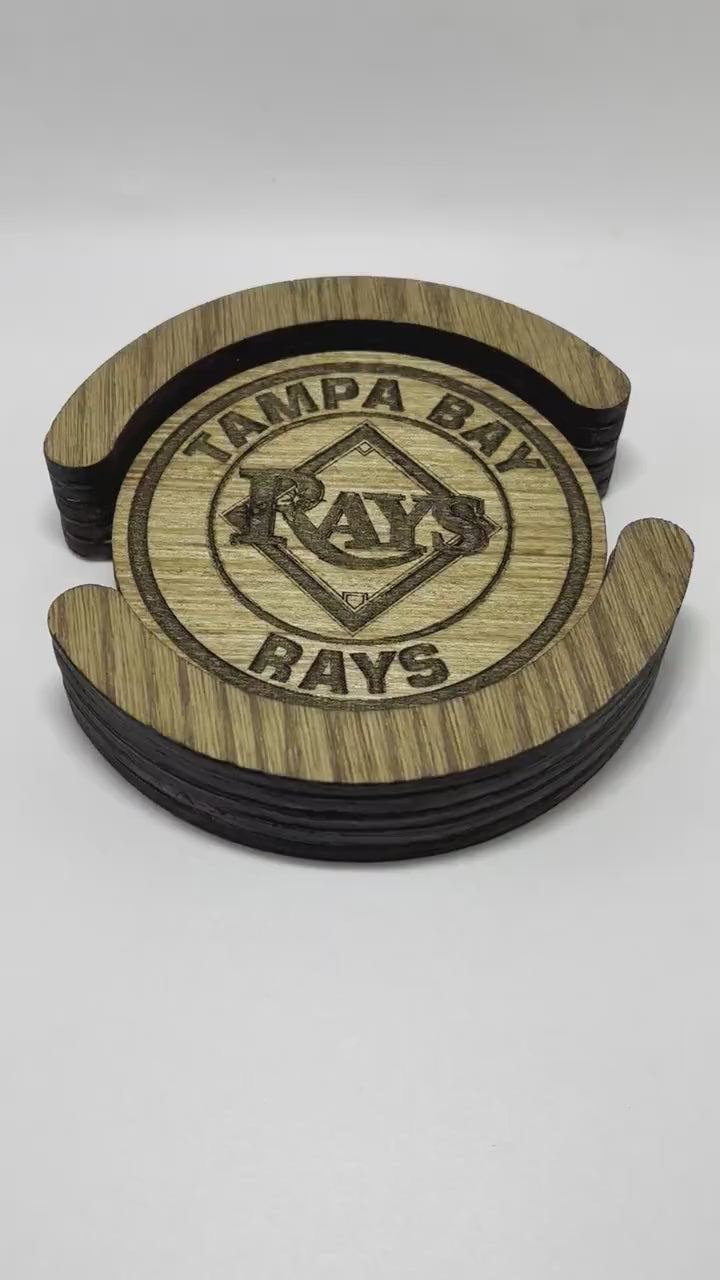 Tampa Bay Rays Wood Coaster Set (Set of 4): Rays Up!