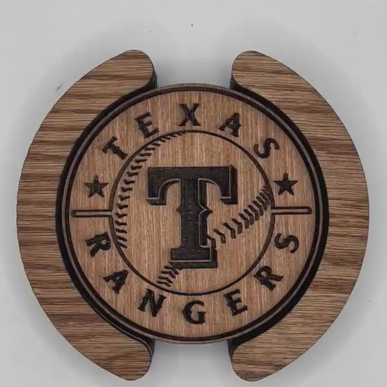 Texas Rangers Coasters, Laser Engraved, Stained & Sealed Coasters, Holder, Game Day, Unique Gift, Wood, Handcrafted